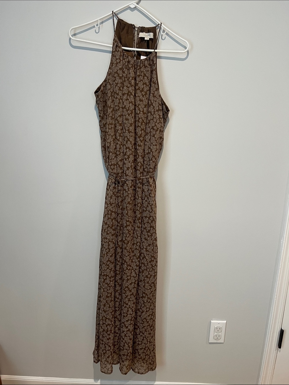 LOFT Brown Floral Halter Maxi Dress